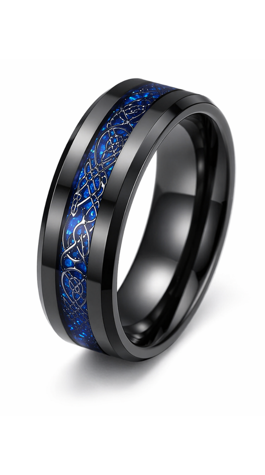 Blue Opal Inlay Celtic Knot Ring